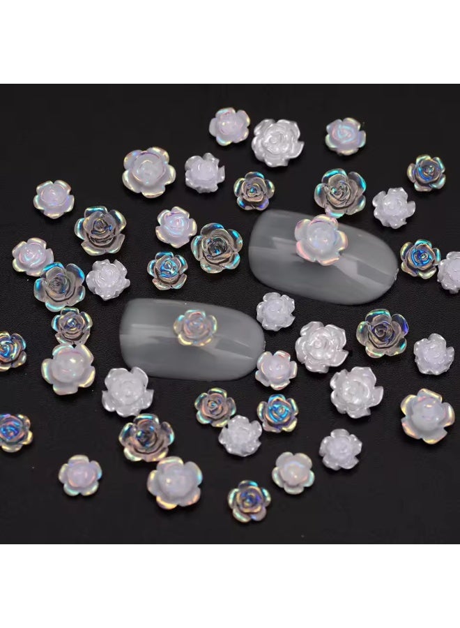 Goolsky 3D White Aurora Camellia Nail Art Charms Rhinestones 90PCS Jewelry Acrylic Resin Decorations DIY Crafts Flowers Manicure Design - Image 3